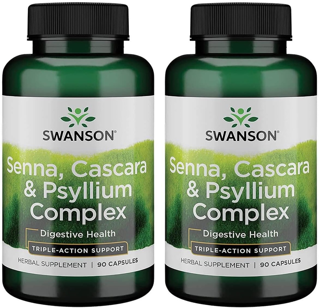 Swanson Senna Psyllium Cascara Complex GI Tract Podpora regularnosti 90 kapsul (2 pakiranji)