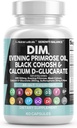 Clean Nutraceuticals DIM Evening Primrose Black Cohosh Calcium D-Glucarate Sulforaphane Flax Seed Extract - Hormonal Support Vitamins for Women with Dong Quai - 60 Caps