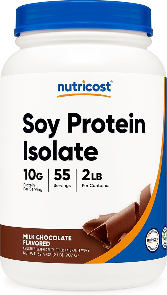 Nutricost Soy Protein Isolate Powder, 2 LB Milk Chocolate - 10 граммов белка на сервирование, веганский, без ГМО и без глютена