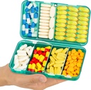 Yaklim נסיעות מגנטיות גלולות מארגנת, 7 השוואתיות Portable Pill Box, מארגנת ויטמין גדול עם תוויות, Daily Pill Case Medicine מארגנת, Bigתוסף מארגנת Pill Container Green