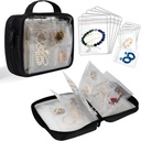 Sea Jewelry Organizer Case Transparent Jewelry Storage Book Binder Bag for Earrings, Rings, Necklace, Bracelet, Black