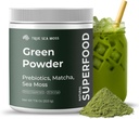 Super Green Powder med Matcha til fordøjelse & Gut Sundhed - 25 Økologiske superfødevarer med Probiotika, Prebiotika, Enzymes & Sea Moss - Vegan Superfood Powder til Bloating & Regularity - 30 Servering