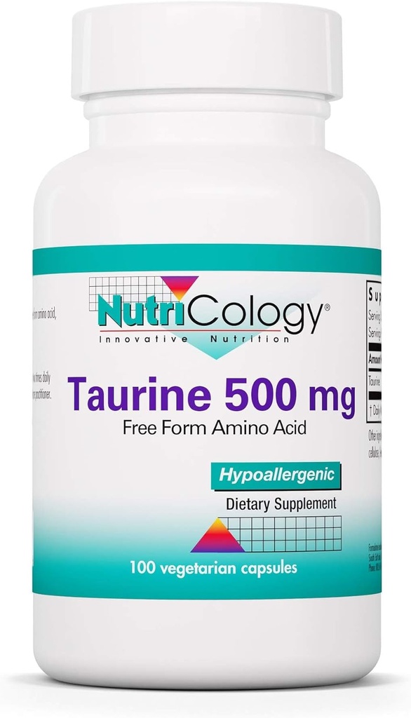Tòricologia Taurine 500mmg suplementari - Implementació vascular, lliure de formulari Amino àcid, Pur, Organic, Vegetaan Capsules - 100 comtes