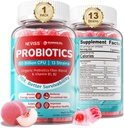 NEVISS probiotikus + Prebiotikus gumik felnőttek és gyerekek számára 4 +, Sugar Free Chewable 50 Million CFU w / Fiber, B1 B2 D3 vitamin & Cink, Digestive & Gut Health, Boost Microflora Diversity, 60 Cts