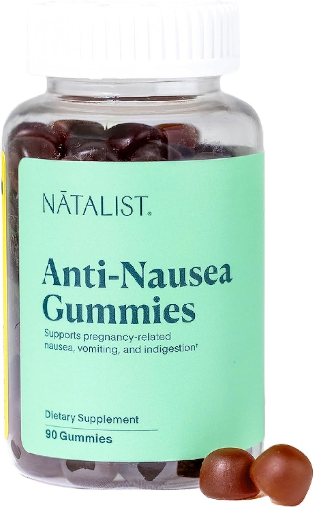 NATALIST Anti- Nausea Gummies Morning Sickness Relief for Pregnant Women - Chewy Organic Ginger & Vitamin B6 Supporcy Nausea Upset Attach & Internable - 90 Vegan Drops