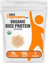 BulkSupplements.com Organic Rice Protein Powder - Vegan Plant Protein, Unflavored - Vegan & Gluten Free, 30g per Serving, 100g (3.5 oz) (Pack of 1)