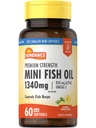 Sundance Mini Fish Oil Softgels 1340mg | 60 Count | Controls Fish Burps | Premium Strength Formula with Omega-3 | Natural Lemon Flavor | Non-GMO and Gluten Free Supplement
