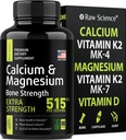 Kalsium Citrate dengan Vitamin D3 K2 & Magnesium Glycinate - Sake Power Suplement - Plant Based Kalsium Suplemen Perempuan & Pria - Magnesium dan Kalsium D2 K2 Pil untuk Kesehatan Tulang - 90 Kapsul