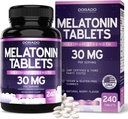 成人Melatonin 30mg牌匾(240块牌匾) - 快速溶解牌匾,每块牌匾有30mg的Melatonin牌匾 - 无胶质,非GMO,100%的蔬菜, & Great Tasting - Mixed Berry Flavor - 在美国制造