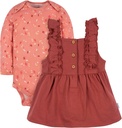Gerber baby-girls Toddler 2 Piece ogólny zestaw sukienka