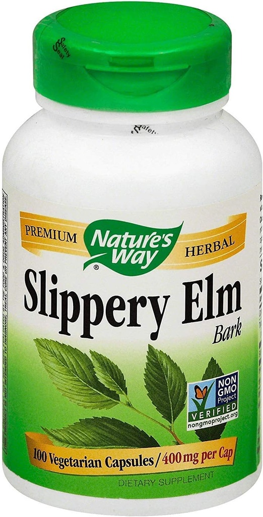 Nature's Way Slippery Elm Bark, 100 Veg Capsules Per Bottle (3 Bottles)