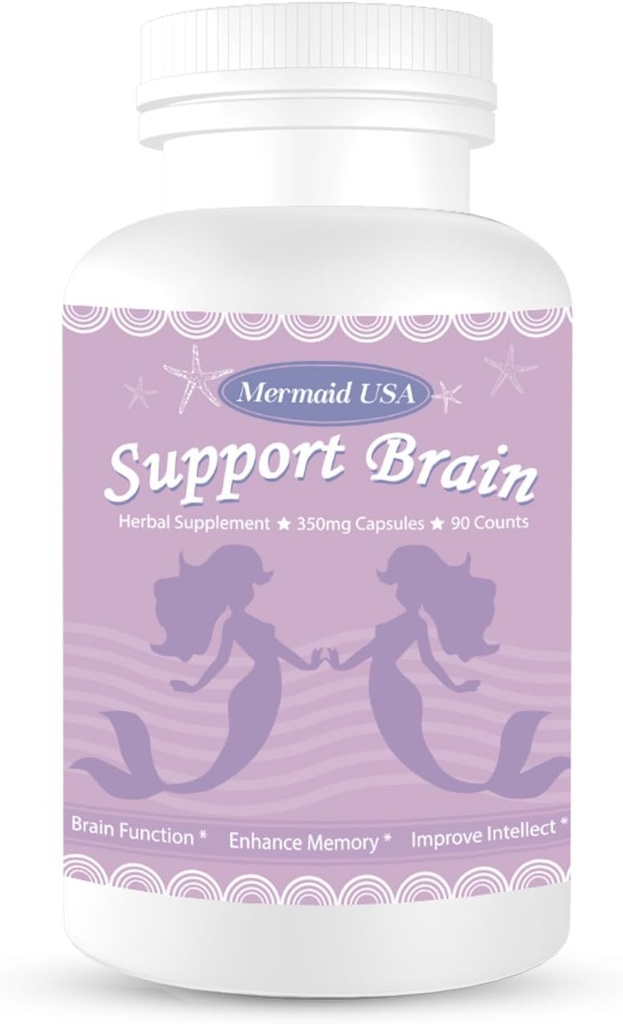 M.U Magic Brain Formula Mermaid USA Підтримка Brain Memory Focus Clarity Energy and Sleep -Green та Natural Non-GMO 90Capsules