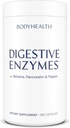 BodyHealth Digestive Enzymer Full Spectrum Digestive Support (180 caps), Betain, Pepsin, Pancreatin BPP Lastet med enzymer og probiotika, Relief for mageblåsing, Heartburn, gass, galaks