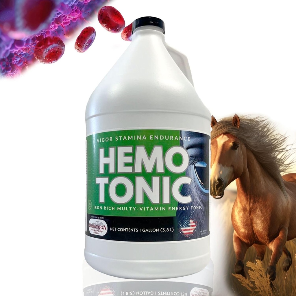 Hemotonic - Iron Rich Multi-Vitamin Energy Tonic Power Packed Blood Builder & Energy Revitalizer for Horses מאת Saratoga Veterinary Product (1 Gallon)