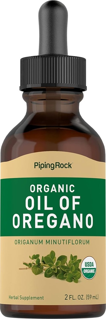 Piping Rock olje av Oregano organisk flytende dråper | 2 fl oz | med Extra Jomfru Olive Olje | Herbal ekstrakt Supplement | Ikke-GMO, Glutenfri