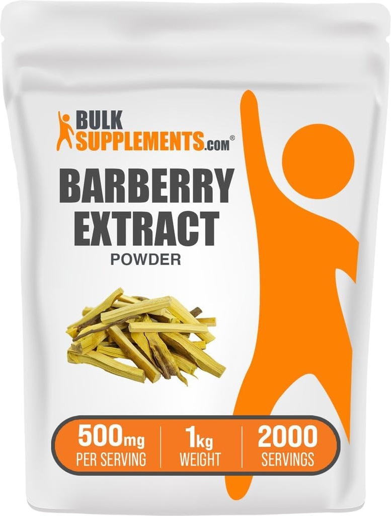 BulkSupplements.com Barberry Extract Powder - Barberry Sypplement, Herbal Supplement - Vegan & Gluten Free, 500mg per Serving, 1 kg (2,2 kg) (1 db)