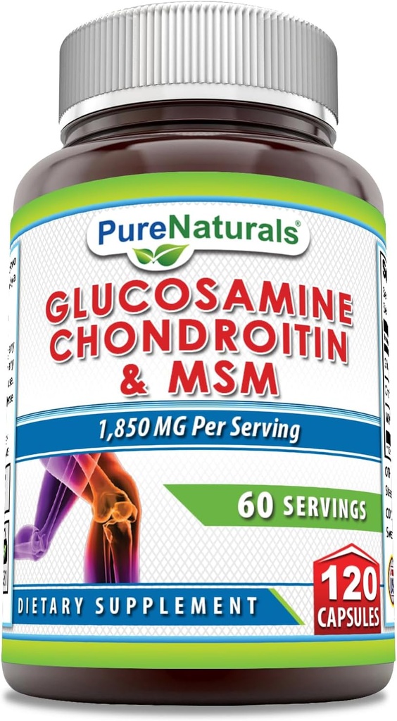 Rena Naturals Glukosamin Chondroitin & MSM Supplement | 1850 Mg per portion | 120 kapslar | Non-GMO | Glutenfri | Tillverkad i USA