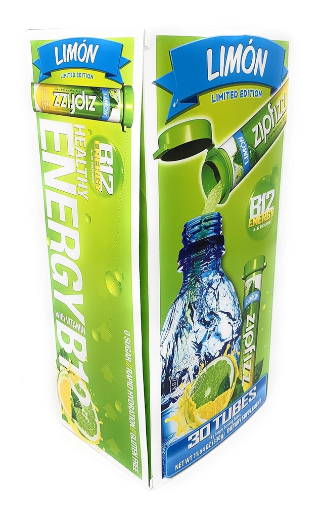 Zipfizz B12 에너지 30 튜브 Dietary 보충교재 Limon (제한 판), 11.64 Ounce