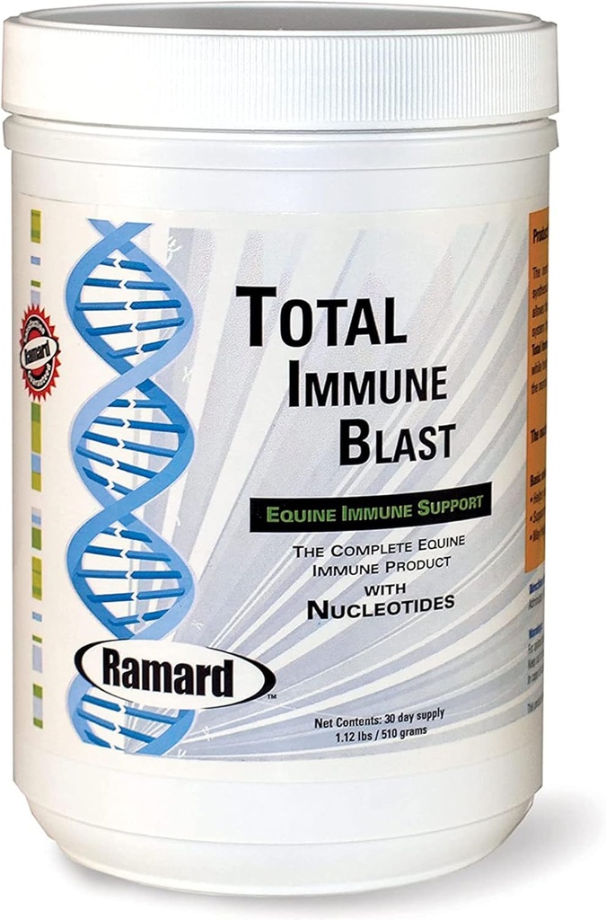 Ramard Total Immune Blast - Equine Immune Support, Horse Vitamin & Powder Supplement w/Zinc, Selenium, Omega 3, Omega 6 & Vitamins w/Nucleotides, Equine Powder & Supplements 1,12 lbs. 30 Days Supply