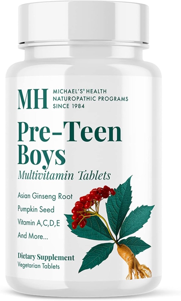 MICHAEL's Health Naturopaattiset ohjelmat Pre-Teen Boys Daily Multivitamiini - 60 kasvissyöjä Tabletit - miehen kasvissyöjä Blend - Kosher - 60 Tarjoukset
