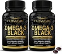 FREZZOR Omega 3 Negru pentru Ingrijire comuna & Comfort - Noua Zeelanda Green Lipped Capsule de ulei Mussel; 53x Potență superioară cu UAF1000+ Super Antioxidant, Nu gust de pește, 60 Conte (Pachet de 2)