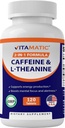 Vitamatic L-Theanine 200mg mit Koffein 100mg – 120 vegetarische Tabletten Nootropic Supplement für fokussierte Energie & Mental Clarity