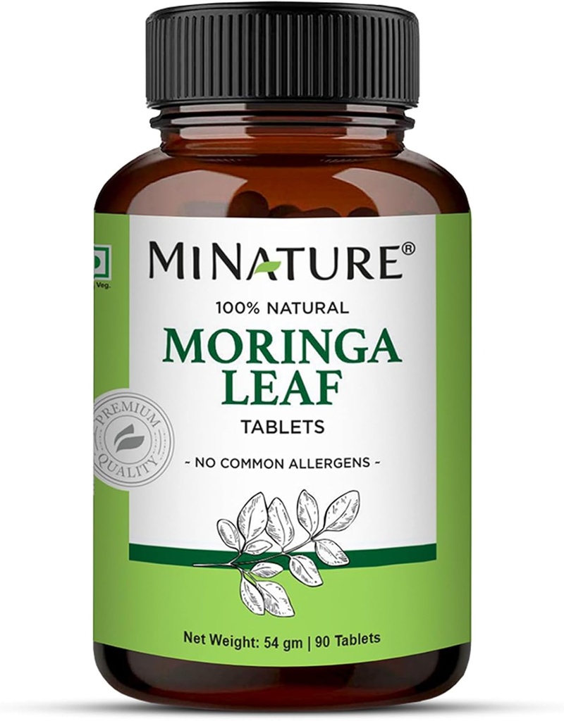 Moringa Leaf Tablets - 90 Tablets, 1000 mg| mi Nature | 100 % Natural Moringa| 산화 방지제| Moringa Leaf Powder | 비타민 C | 빈 | 인도