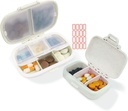 2 Pack tablete Organizator Box - majhne tablete Dispenser Home Travel Essentials Supplement Imetnik prenosljiv vitamin Case 8 Compartment & 3 Compartment Container Daily Medicine