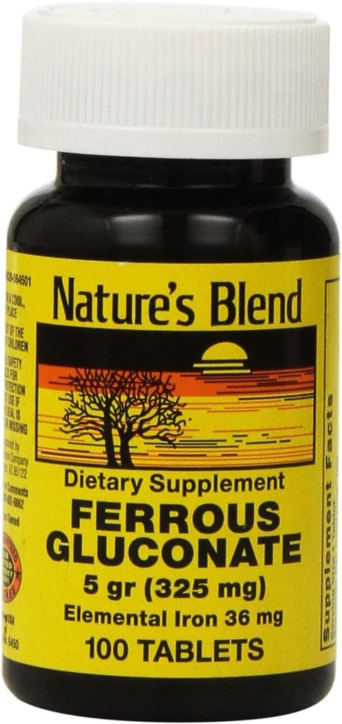 Nature 's Blend Ferrous Gluconate Tablets 324 mg, 100 Count (Pack of 2)