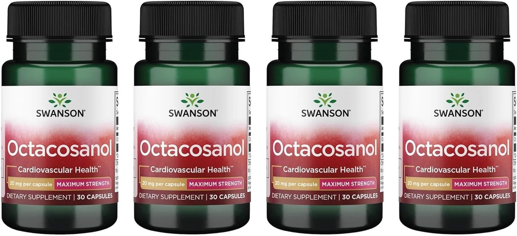 Swanson Maksimum-Strength Octacosanol 20 Milligram 30 Kapsül (4 Paket)