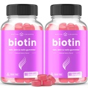 NutraChamps Sugar Free Biotin Gummies 10000mcg [High Potency] - Healthy Hair, Skin & Nails for Women, Men & Kids - 5000mcg in Each Gummy - Vegan Hair Health Vitamins Supplement - Raspberry (2-Pack)