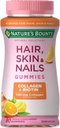 Nature's Bounty Optimal Solutions Hair, Skin & Nails with Biotin and Collagen, Citrus-Flavored Gummies Vitamin Addition, 2500 mcg, 80 Ct, 40 Total Servings