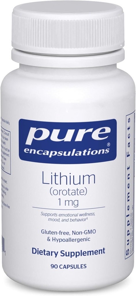 Pure Encapsulations Lithium (Orotat) 1 mg | Unterstützung für Beruhigung und Verhalten | 90 Kapseln