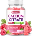 Calcium Gummies 1000mg w/Vitamin D3, Phụ nữ & Đàn ông có khả năng thụ phấn cao, Chất Magnesium, Potassium, Xicc cho cơ và Imune, Sugar- Free, Raspberry Flavor, 60 bá tước