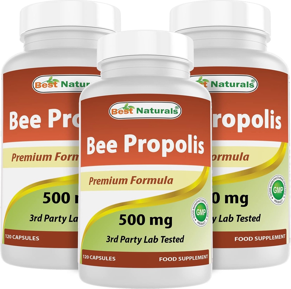 Best Naturals Bee Propolis 500 mg 120 Kapsler (120 greve (pakke på 3))