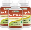 Meilleure propolis d'abeille naturelle 500 mg 120 Capsules (120 Nombre (paquet de 3))