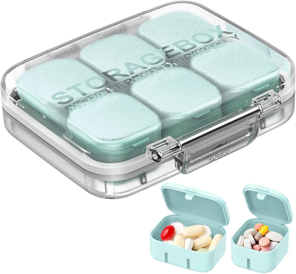 Pill Organizer SOFISO 4/6 Grid Free Assembly Travel Medicine Organizer 10 Day Pill Organizer Portable Pill Box Waterproof Pill Case Daily Medication Carry Case för vitaminer, fiskoljor, tillägg