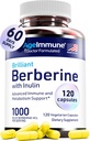 AgeImmunitate Berberine 1000mg Supplement Complex with Inulin Prebiotic - Každá tobolka obsahuje Berberine 500mg - Lékařské doplňky pro vysokou absorpci.