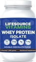 LifeSource Vitamins 3 lb - US Dairy Cows Grass Fed Whey Protein Isolate - Double Chocolate Fudge sötad w/Stevia - 3 lb Powder