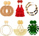 Ponpon 6-18 Pairs Earrings for Women, 轻量级夏季 Earrings 草原 Earrings 时尚几何说明 Hoop Dangle Dropp Earrings for Women