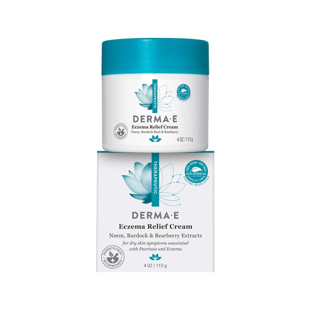Derma E Eczema Relief Cream – All Natural Itch Relief – Soothing, Relieves Flaky, Scaly and Dry Skin – 抗氧化剂-Rich主题 Eczema and Psoriasis Cream, 4oz – 抗氧化剂 Eczema and Psorias Cream, 4oz