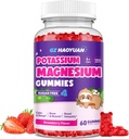 Magnesio Gummies for Kids - Magnesium Glycinate Gummies D3 bitamina, B6, Potasio eta Ashwagandha, Magnesium for Kids & Adults Relaxation, Sleep, Brain & Bone Health -Vegan Strawberry 60ct