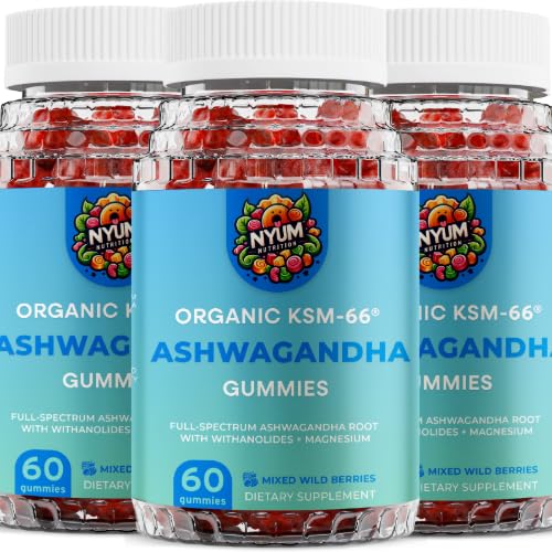 NYUM Nutrition™ Organic KSM-66 Ashwagandha Gummies, 3-Pack, Mixed Wild Berries
