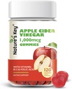 Nature's Key Apple Cider Vinegar Gummies 120 Count ACV Gummy Folic bitamina B6 B12 Beetroot & Pomegranate - Vegan, Non-GMO & Gluten-Free