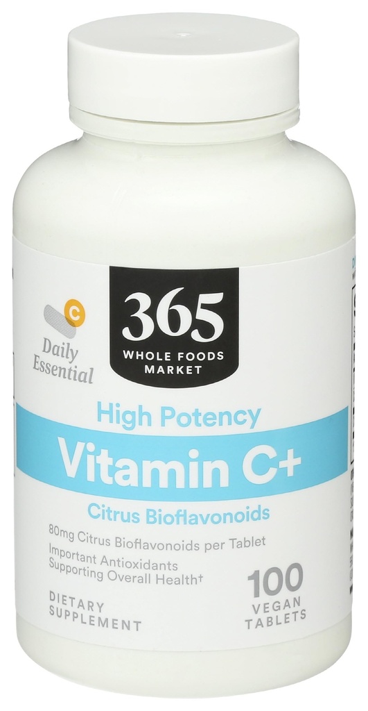 365 by Whole Foods Market, High Potency Vitamin C+, 80mg Citrus Bioflavonoids, Vegan, 100 Tablets