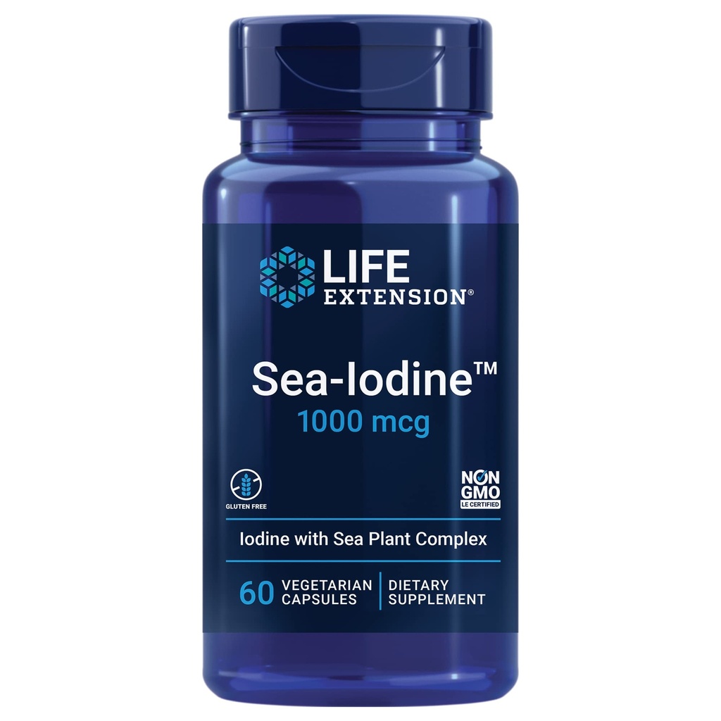 Life Extension Taurine 1000mg and Sea-Iodine 60 Capsules Supplement Bundle