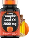 Tnvitaminer Pumpkin Seed Oil - 2000 mg Per Serving x 120 Softgels | Pumpkin Seed Oil Extract Supplement for hårvekst og Bladder Control*