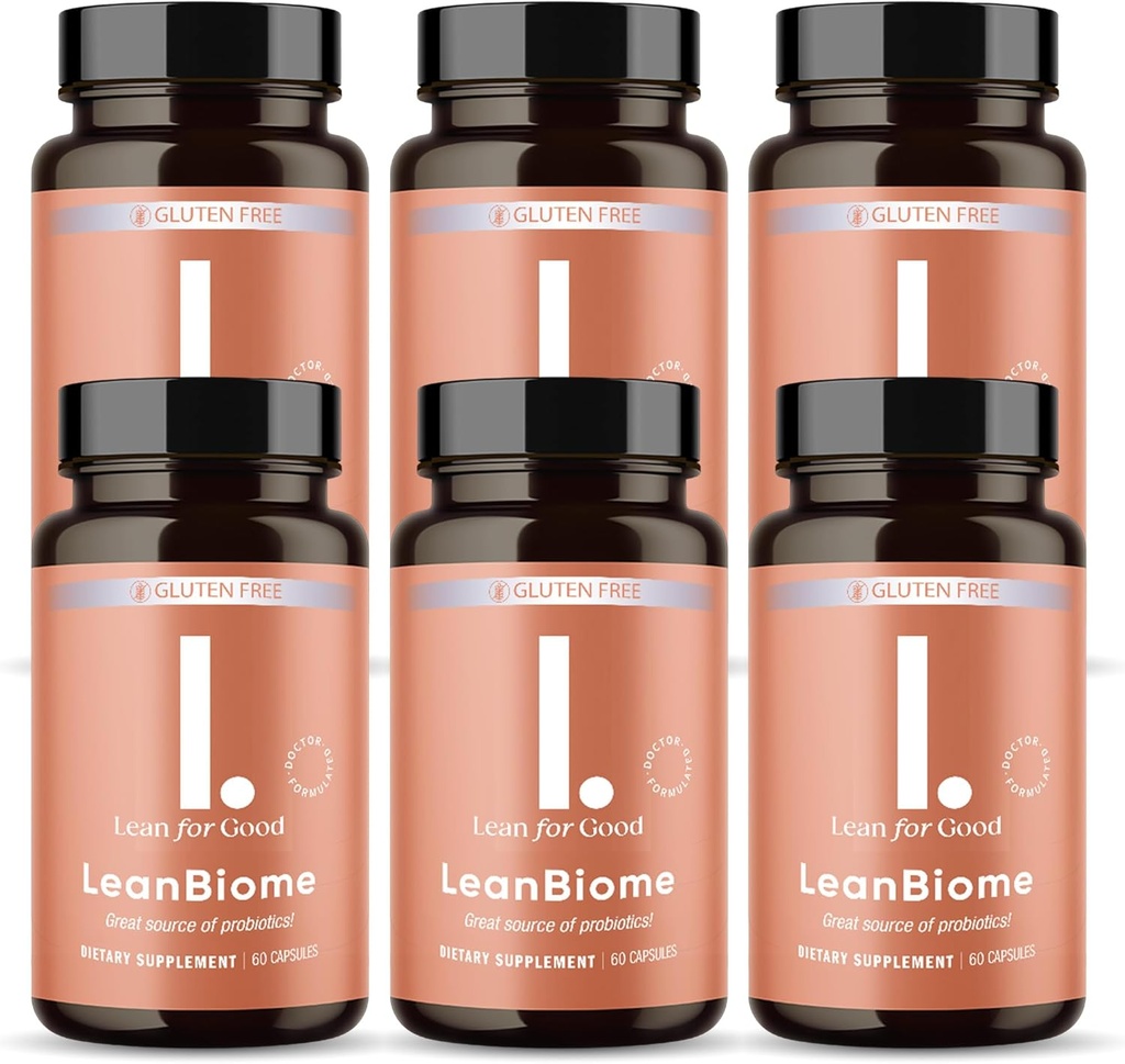 LeanBiome, 9.Strain Probiotic Formula, Supports a Balanced Gut Microbiome, Powerful Gut Probiotics with Greenselect Phytosome - 60 Capsules, 6 Pack