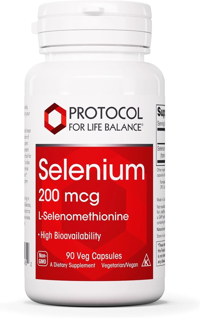Selenium 200mcg protokoloa - Immune euskarria, Thyroid & Prostate Health* - Selenium gehigarriak - Vegetarian, Kosher eta Halal - 90 Veg Caps