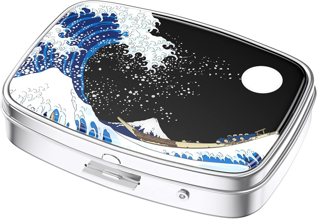 Hộp Nipichsha Pill, Small Pill Case cho Purse &bag, Di chuyển Y tế dễ thương, Scper Matter Holds, y tế, cá và phụ phí, sóng Nhật Bản